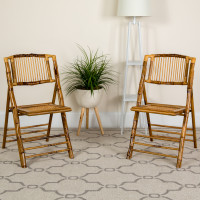 Flash Furniture 2-X-62111-BAM-GG 2 Pk. American Champion Bamboo Folding Chair